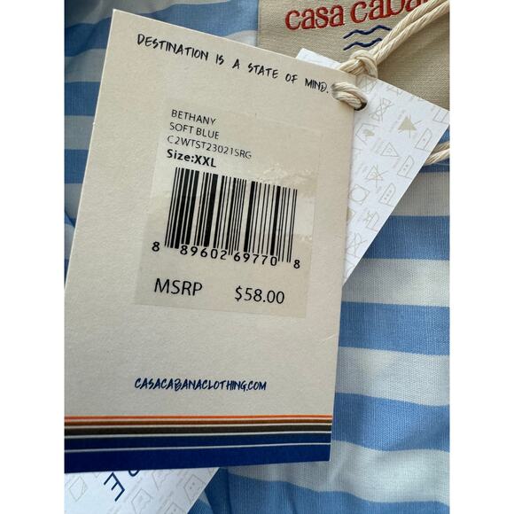 New ~ CASA CABANA ~  Bethany Short Stripe Shirt Size XXL - Picture 6 of 9